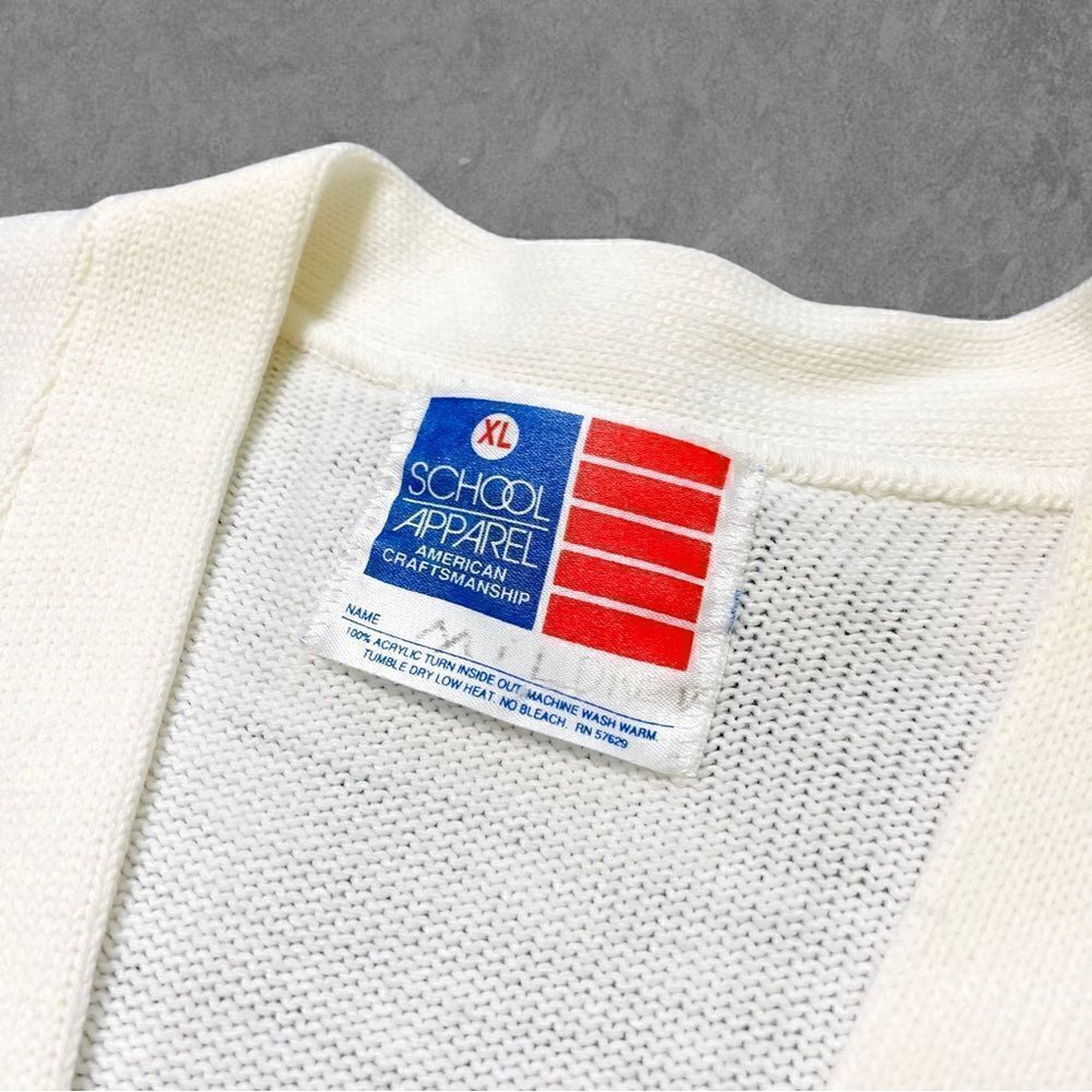 Vtg 80s NOS School Apparel Cream Cardigan Sweater, Grandma Mildred, Deadstock XL - Picture 4 of 5